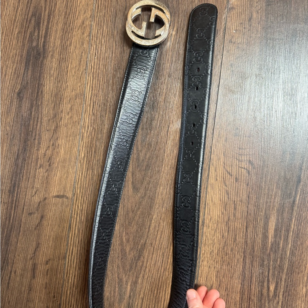 Black Designer Belt with Silver Buckle